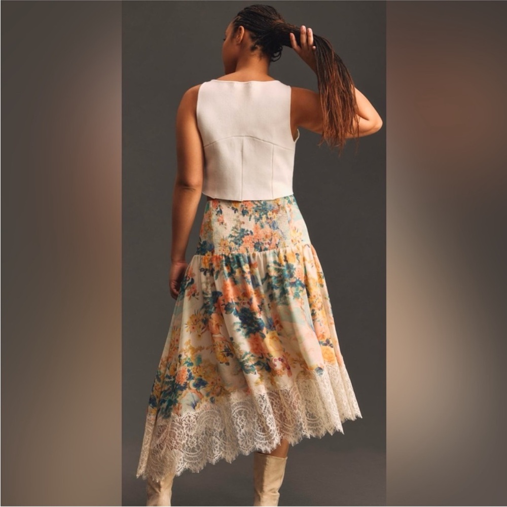 NWT Anthropologie Asymmetrical Lace A-Line Skirt